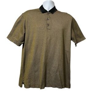 Tom James Short Sleeve 60’s Double Mercerized Cotton Polo Black/Tan Size M